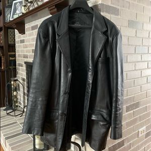 Men’s black leather coat